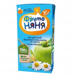 Сок Фрутоняня напиток яблоко ромашка липа без сахара с 6 мес. 200 мл