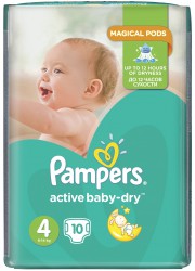 Подгузники, Pampers (Памперс) 8-14 кг №10 актив беби драй макси