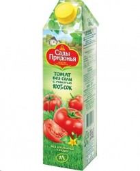 Сок Сады Придонья Томатный без соли с мякотью восстановленный 1 л тетрапак
